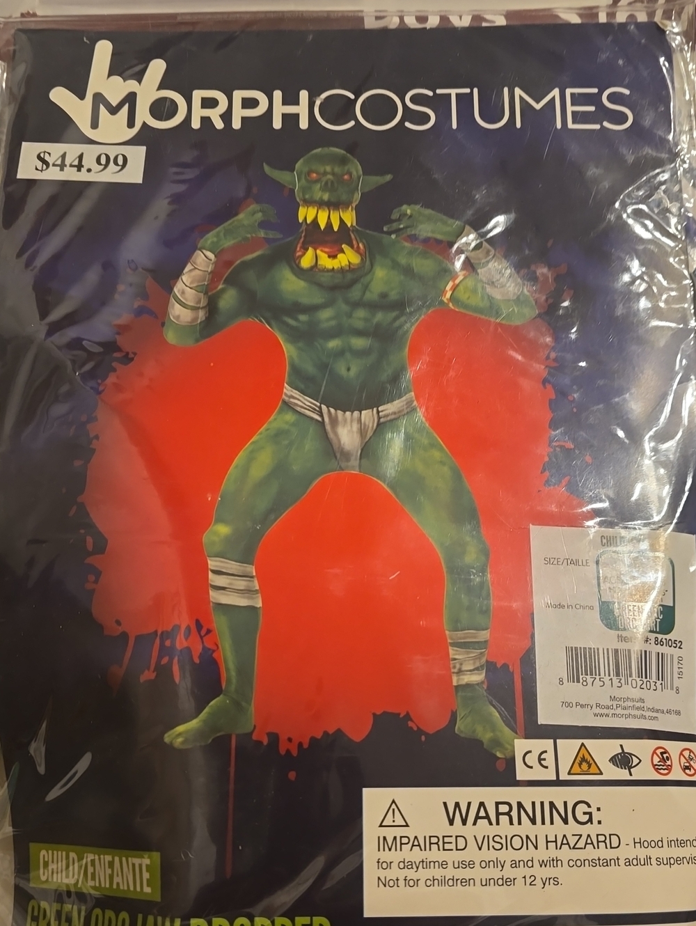 Child Green Orc Jaw Dropper Costume